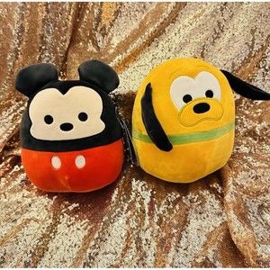 Squishmallow 6-7” Disneys Mickey Mouse And Pluto Dog Set New NWt Plush